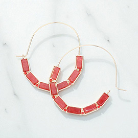 Semi Precious Rectangle Earrings