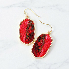 Hexagon Druzy Dangle Earrings
