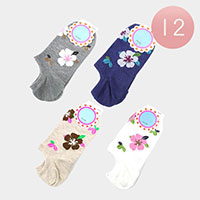 12Pairs - Flower Patterned Socks