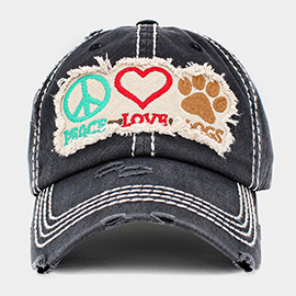 PEACE LOVE DOGS Message Vintage Baseball Cap