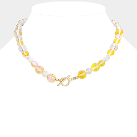 Colored Lucite Beaded Toggle Necklace