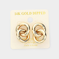 14K Gold Dipped Bold Open Metal Circle Link Dangle Earrings