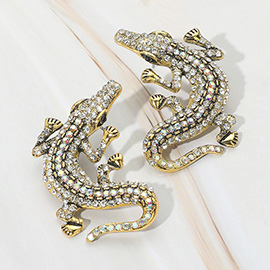 Stone Paved Alligator Statement Earrings