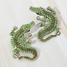 Stone Paved Alligator Statement Earrings