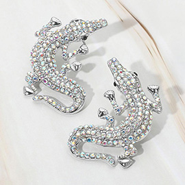 Stone Paved Alligator Statement Earrings