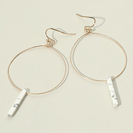 Irregular Open Circle Natural Stone Dangle Earrings