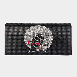 Bling Afro Girl Evening Clutch Crossbody Bag