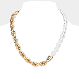 Braided Metal Chain Lucite Ball Necklace