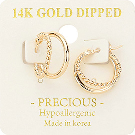 14K Gold Dipped Abstract Metal Pin Catch Earrings