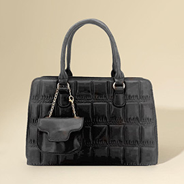 Faux Leather Top Handle Crossbody Bag with Mini Bag