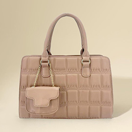 Faux Leather Top Handle Crossbody Bag with Mini Bag