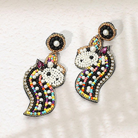 Felt Back Unicorn Beaded Dangle Earrings