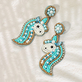 Felt Back Unicorn Beaded Dangle Earrings