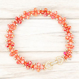 Flower Beaded Stretch Bracelet