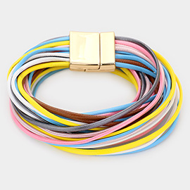 Faux Leather Multistrand Wrap Magnetic Bracelet
