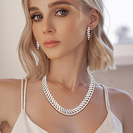 2PCS - Rhinestone Pave Necklace