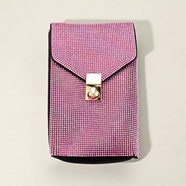 Bling Studded Rectangle Flap Crossbody Cellphone Bag