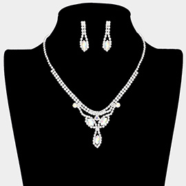 Marquise Stone Accented Rhinestone Pave Necklace