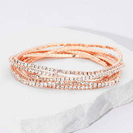 6PCS - Rhinestone Multi Layered Stretch Evening Bracelets
