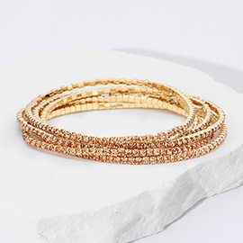 6PCS - Rhinestone Multi Layered Stretch Evening Bracelets
