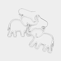 Metal Cutout Elephant Dangle Earrings