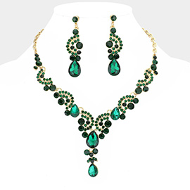 Teardrop Stone Accented Evening Necklace