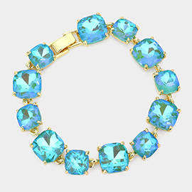 Cushion Square Stone Link Evening Bracelet