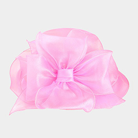 Detachable Velcro Bow Organza Dressy Hat