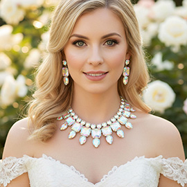 Multi Stone Cluster Evening Necklace