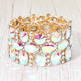 Multi Stone Cluster Evening Stretch Bracelet