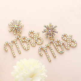 Mrs Rhinestone Embellished Message Dangle Earrings