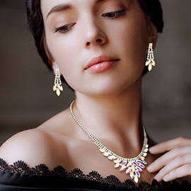 Marquise Stone Cluster Rhinestone Necklace