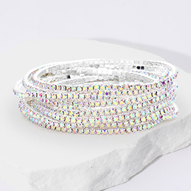 12PCS - Stackable Rhinestone Stretch Evening Bracelets