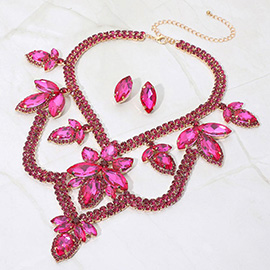 Teardrop Marquise Stone Accented Draped Evening Necklace