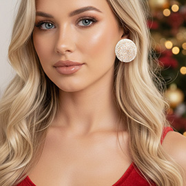 Rhinestone Pave Round Evening Earrings