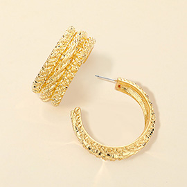 Bold Textured Metal Hoop Earrings