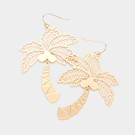 Metal Cutout Palm Tree Dangle Earrings