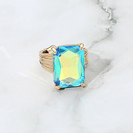 Emerald Cut Stone Adjustable Ring