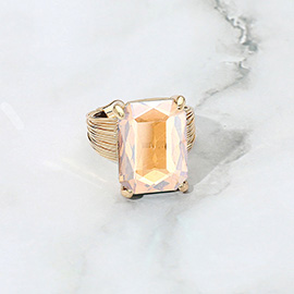 Emerald Cut Stone Adjustable Ring