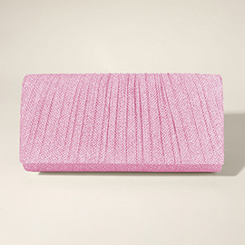 Pleated Shimmery Evening Clutch / Crossbody Bag
