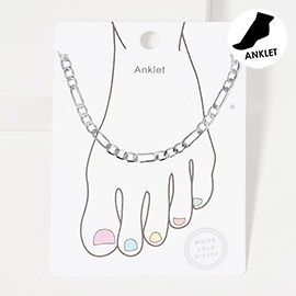 White Gold Dipped Figaro Chain Anklet