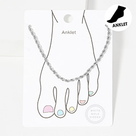 White Gold Dipped Spiral Link Chain Anklet