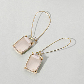 Emerald Cut Stone Dangle Evening Earrings