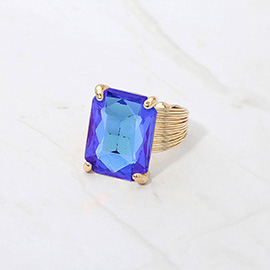 Emerald Cut Stone Adjustable Ring