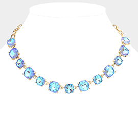Cushion Square Stone Link Evening Necklace
