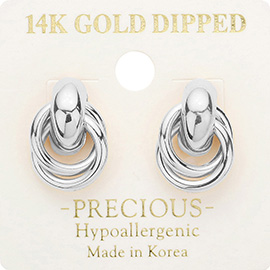 14K White Gold Dipped Metal Earrings