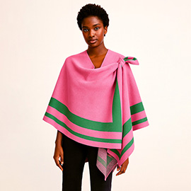 Striped Shoulder Strap Ruana Poncho