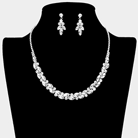 Round Marquise Stone Cluster Rhinestone Necklace
