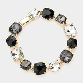 Cushion Square Stone Link Evening Bracelet