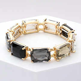Emerald Cut Stone Stretch Evening Bracelet